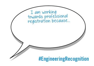 Speech bubble saying 'I am working towards professional registration because.....'