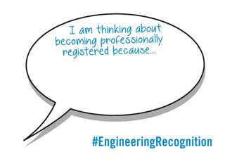 Speech bubble saying 'I am thinking of becoming professional registered because.....'