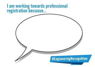 Speech bubble saying 'I am working towards professional registration because.....'