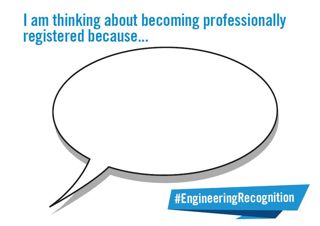 Speech bubble saying 'I am about becoming professionally registered because.....'