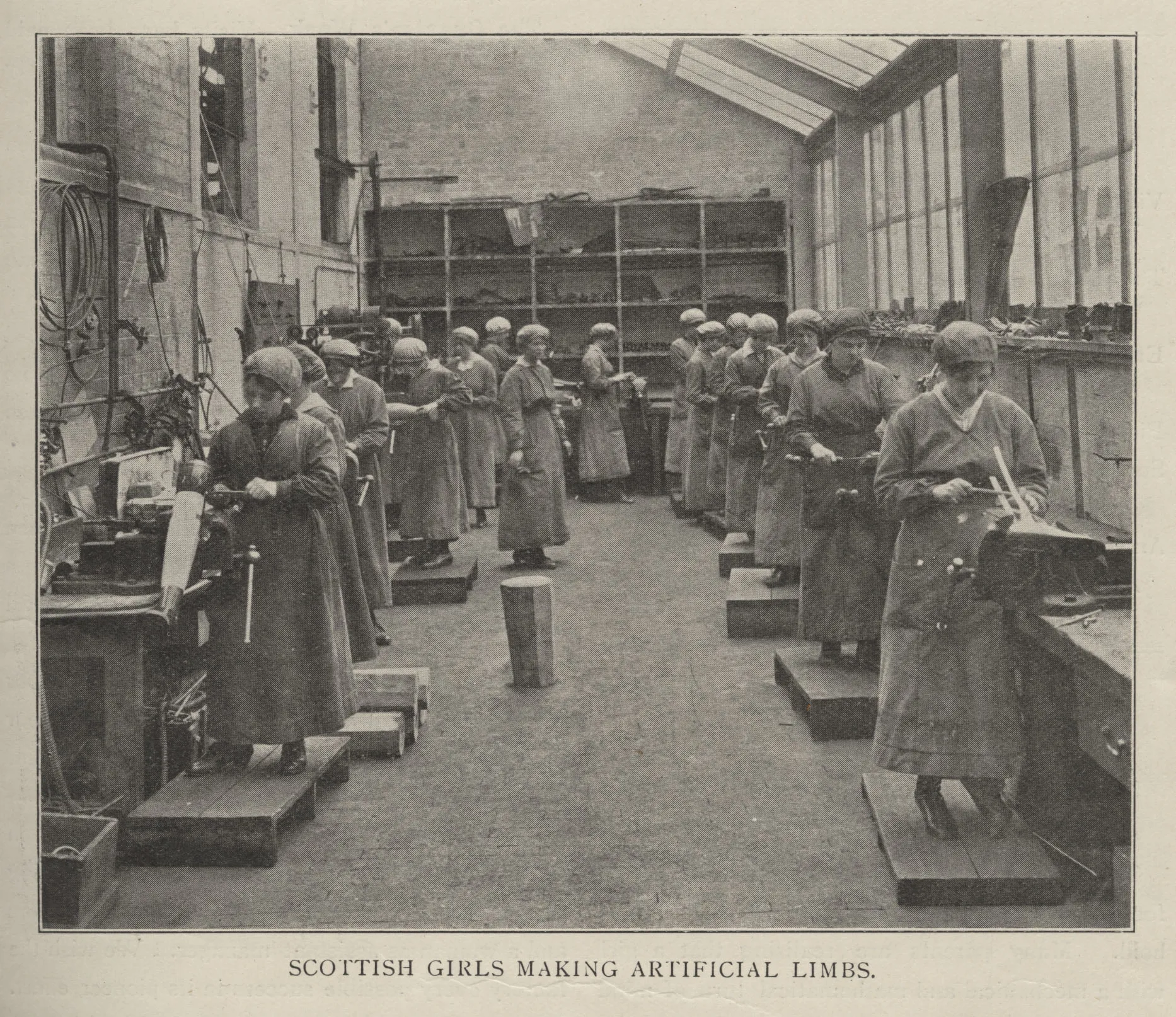Image from The Woman Engineer Journal: Scottish girls making artificial limbs September 1920.