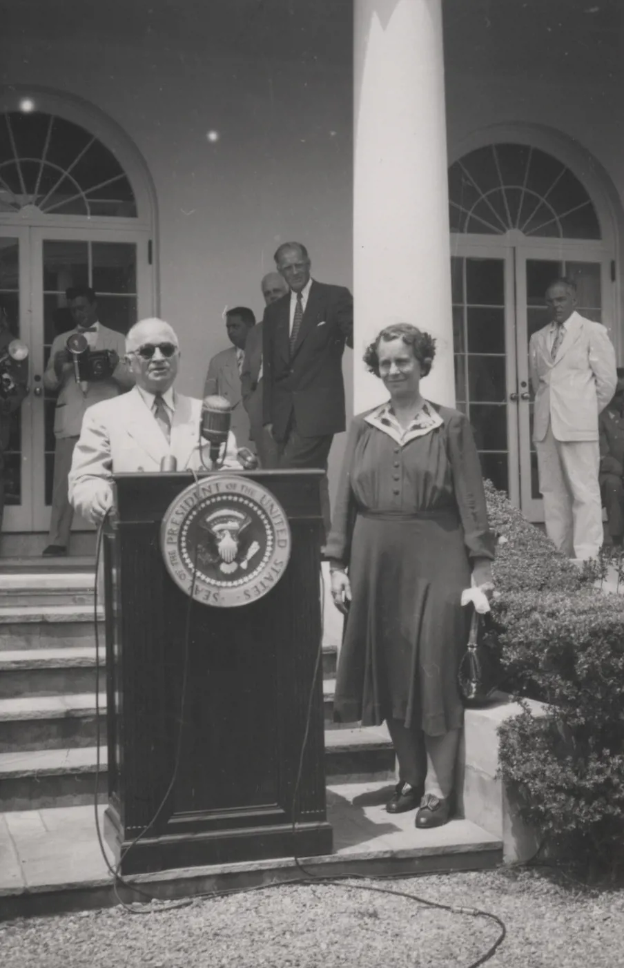 Caroline Haslett and President Truman at the White House 1952 ref. NAEST 33/12/06.