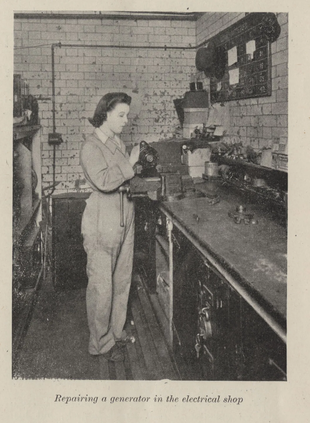 ‘Repairing a generator in the electrical shop’ The Woman Engineer Journal Vol 5 no 11
