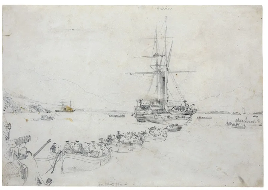 Sketch showing towing the cable ashore