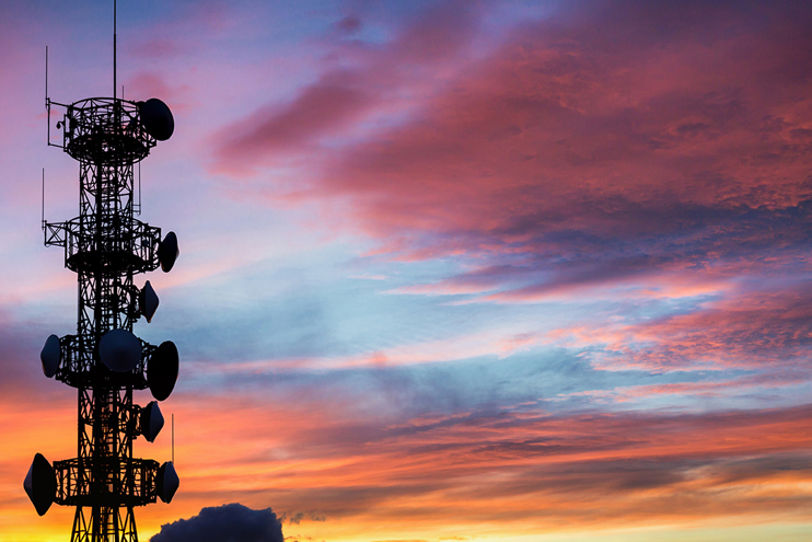 Antenna with sunset behind