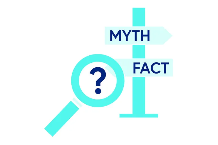 Graphic of a sign post with the words Myth or Fact and a magnifying glass