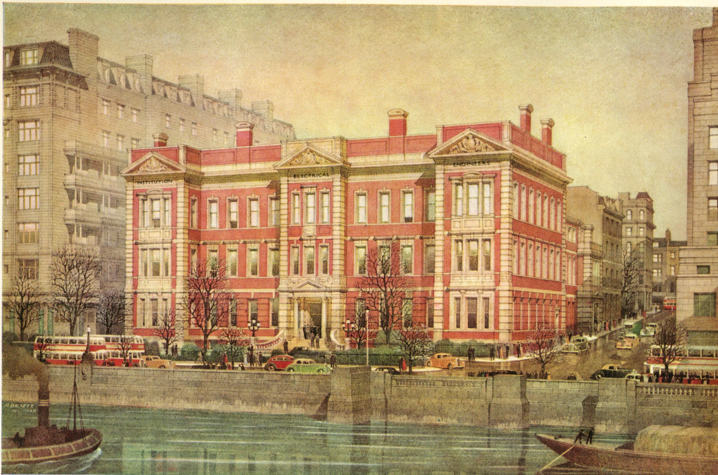 Painting of Savoy Place by A Bryett, 1939