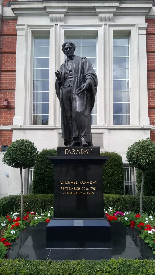Statue of Michael Faraday outside Savoy Place, the London home of the IET.