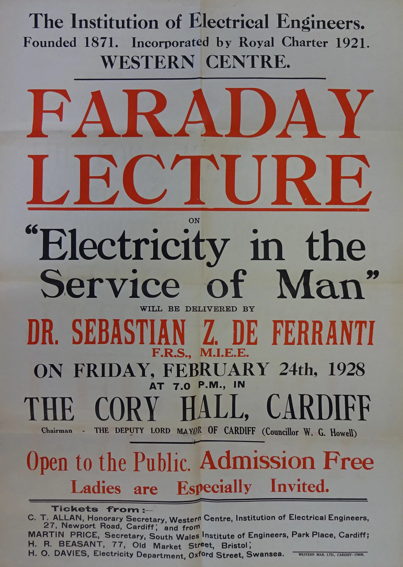 Faraday Lecture poster ref. IET/LEC/01/40