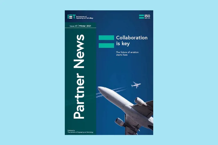 IET Partner News Winter 2021 front cover with blue background