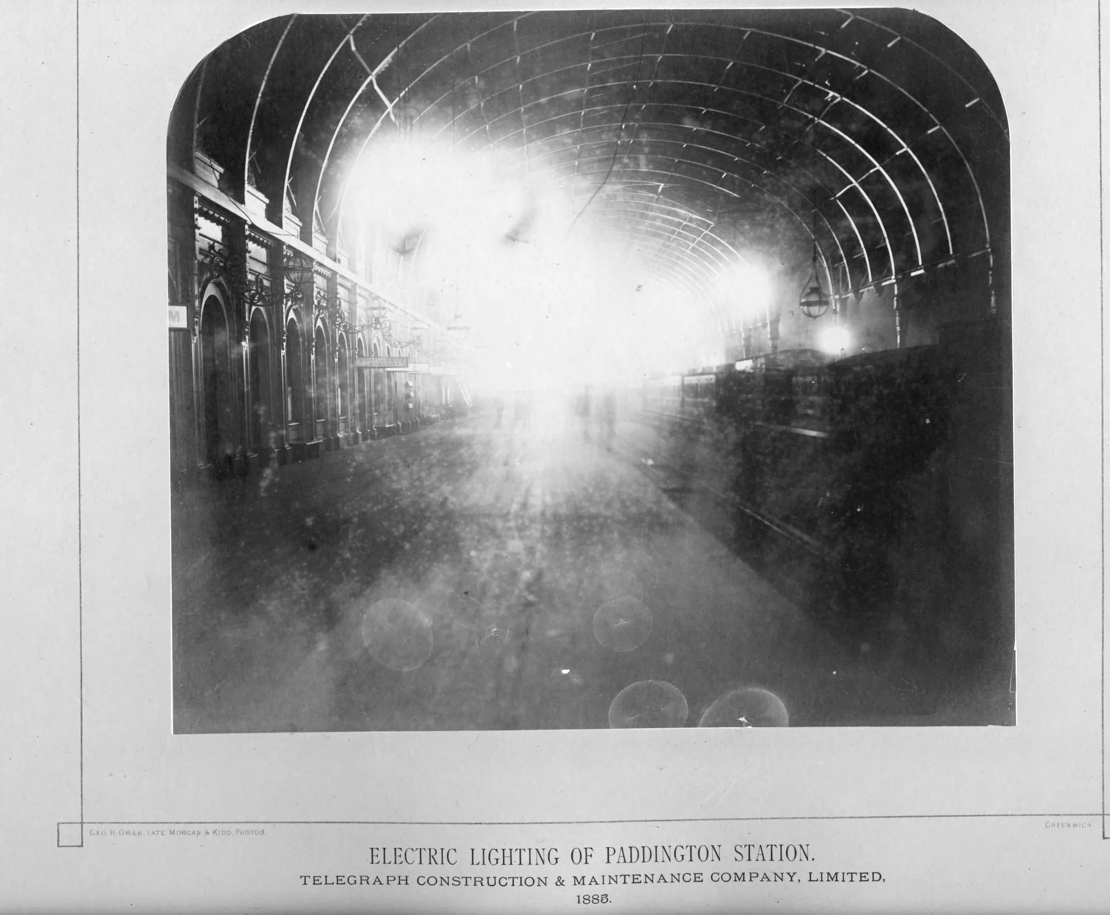 Bright electric lighting at Paddington Railway Station 1885