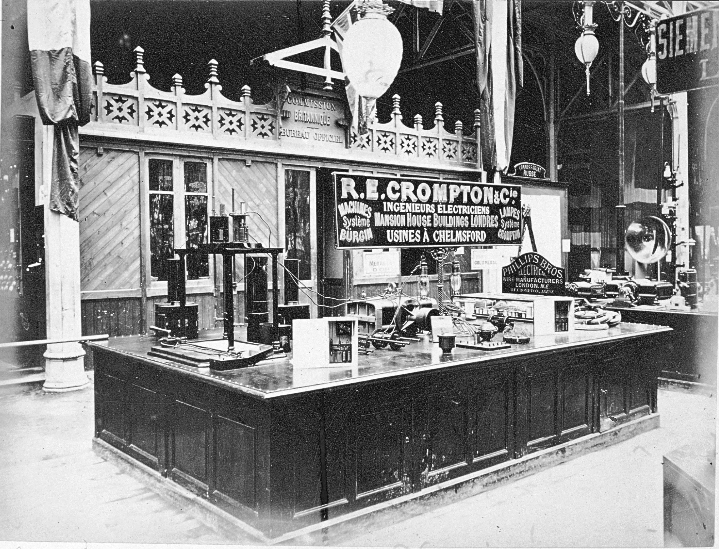 Crompton Stand at the Paris Electrical Exhibition 1881